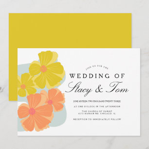 Spring Bloom Cosmos Hand Drawn Wedding  Invitation