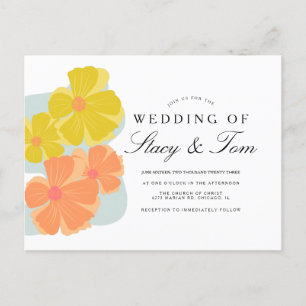 Spring Bloom Cosmos Hand Drawn Wedding  Invitation Postcard