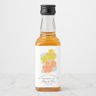 Spring Bloom Cosmos Hand Drawn Wedding Liquor Bottle Label