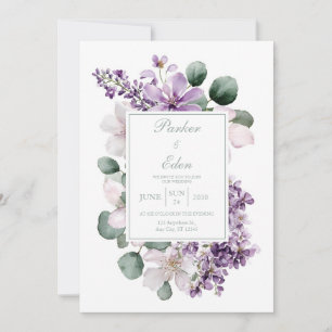 Spring Bloom Lilac and Lavender Wedding Invitation