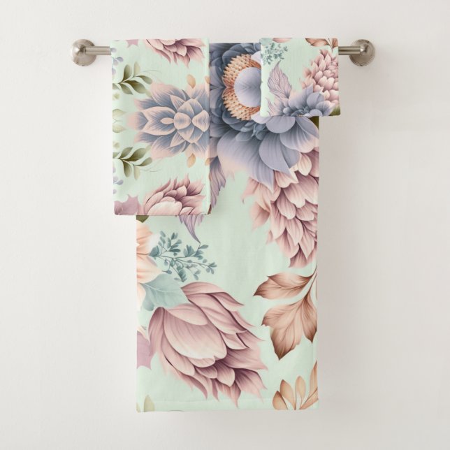SPRING BLOOM SOFT PEACH BATHROOM TOWEL SET (Insitu)