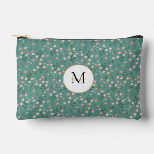 'Spring Bloom', teal & pink floral customised Accessory Pouch