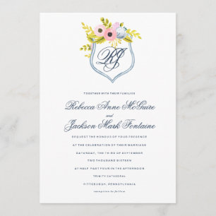 Spring Bloom Watercolor Floral Wedding Invitation
