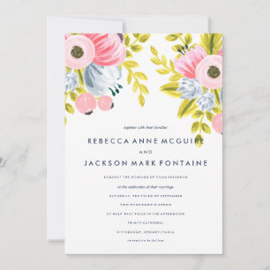 Spring Bloom Watercolor Floral Wedding Invitation