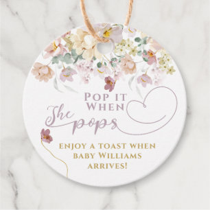 Spring Bloom Wildflower Purple Girl Baby Shower Favour Tags