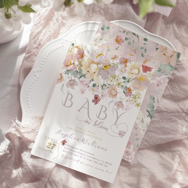 Spring Bloom Wildflower Purple Girl Baby Shower  Invitation (Creator Uploaded)