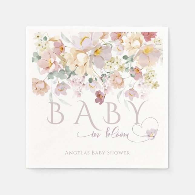 Spring Bloom Wildflower Purple Girl Baby Shower Napkin (Front)