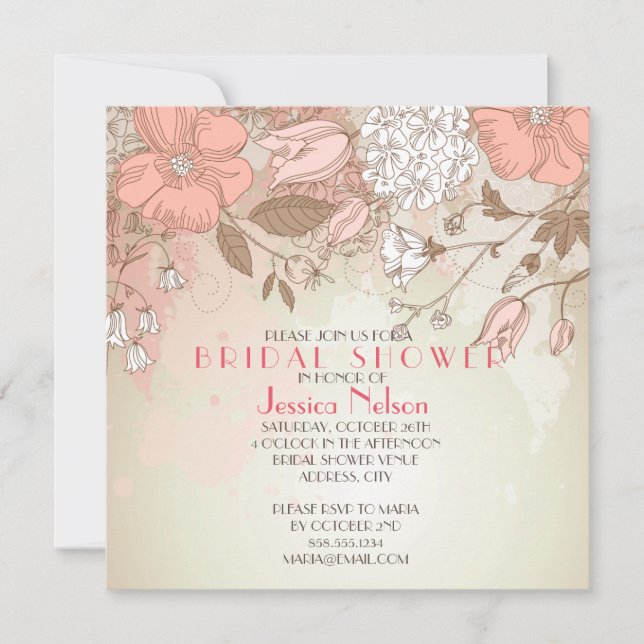Spring Bloom Wildflowers Bridal Shower Invitation (Front)