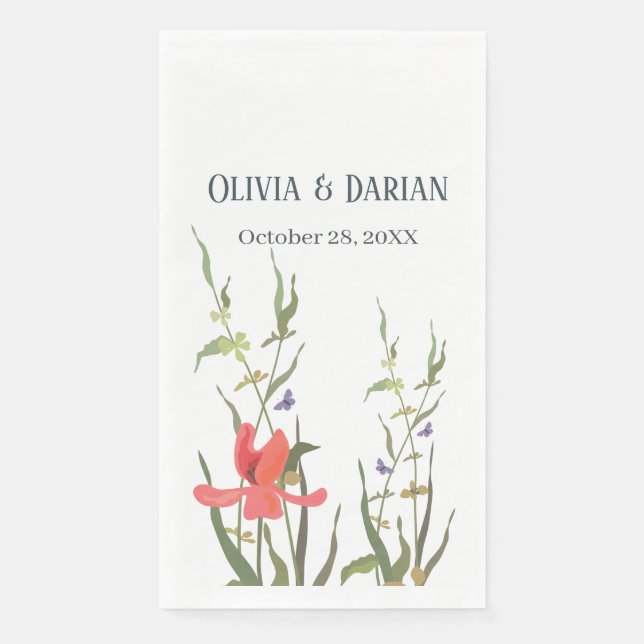 Spring Blooming Tulip Floral  Wedding   Napkin (Front)