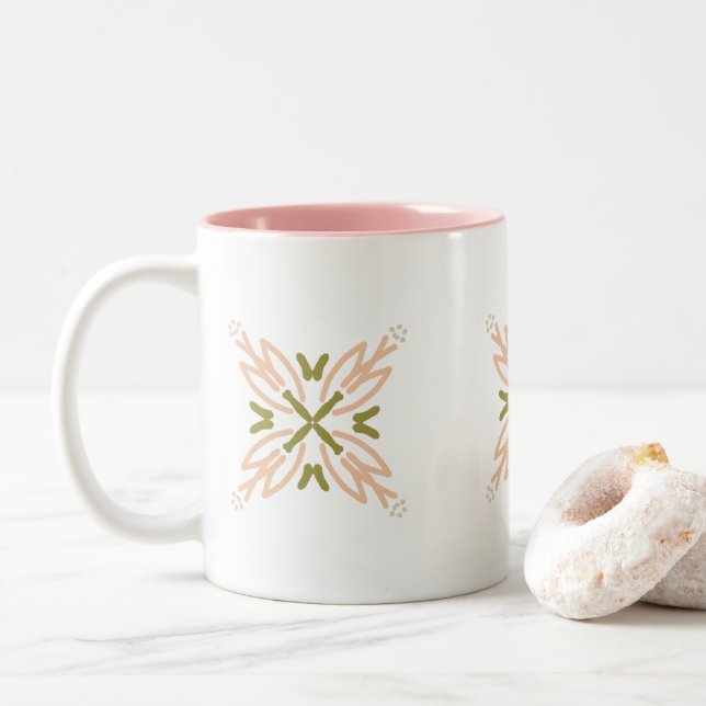 Spring Blooming Two-Tone Coffee Mug (With Donut)