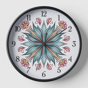 Spring Blooms: Geometric Floral Clock