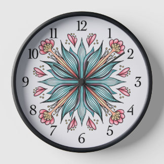 Spring Blooms: Geometric Floral Clock