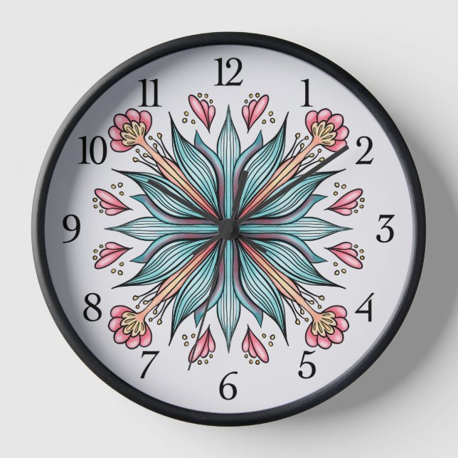 Spring Blooms: Geometric Floral Clock (Front)