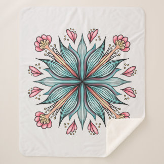 Spring Blooms: Geometric Floral Sherpa Blanket