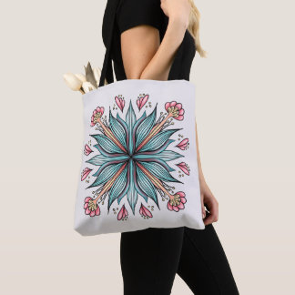 Spring Blooms: Geometric Floral Tote Bag