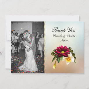 Spring Blooms Photo Wedding Thank You Card