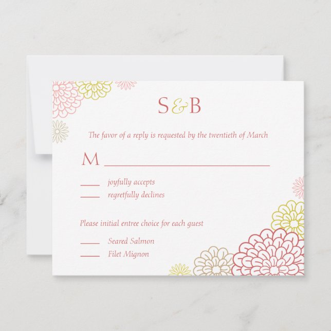 Spring Blooms Wedding RSVP Card (Front)