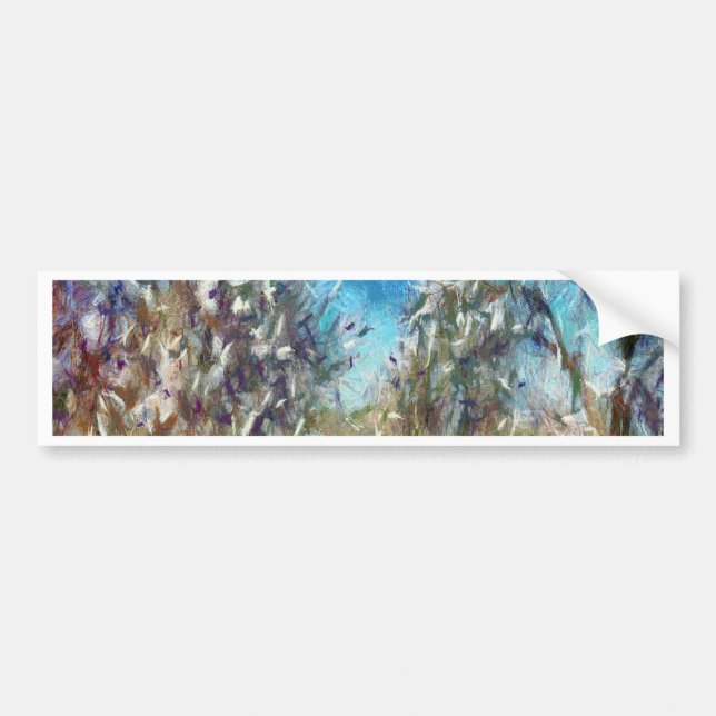 Spring Blossom Almond Tree Pointillism Artwork Bumper Sticker (Front)