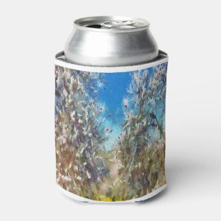 Spring Blossom Almond Tree Pointillism Artwork Can Cooler