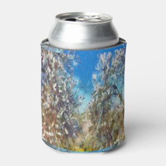 Spring Blossom Almond Tree Pointillism Artwork Can Cooler
