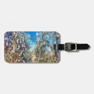 Spring Blossom Almond Tree Pointillism Artwork Luggage Tag