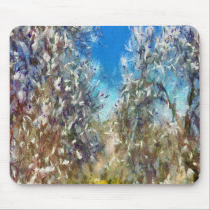 Spring Blossom Almond Tree Pointillism Artwork Mouse Mat