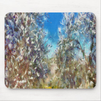 Spring Blossom Almond Tree Pointillism Artwork Mouse Mat