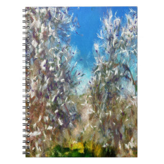 Spring Blossom Almond Tree Pointillism Artwork Notebook