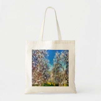 Spring Blossom Almond Tree Pointillism Artwork Tote Bag