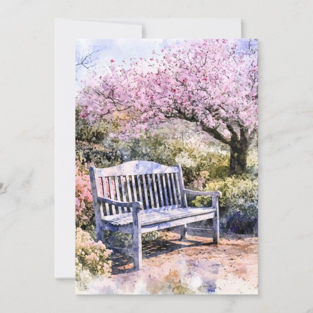 Spring Blossom Bench Watercolor Announcement (Front)
