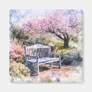 Spring Blossom Bench Watercolor Magnet