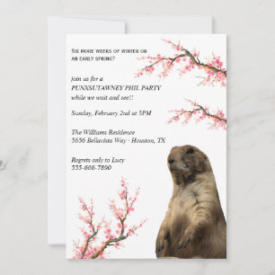 Spring Blossom Groundhog Party Invitation