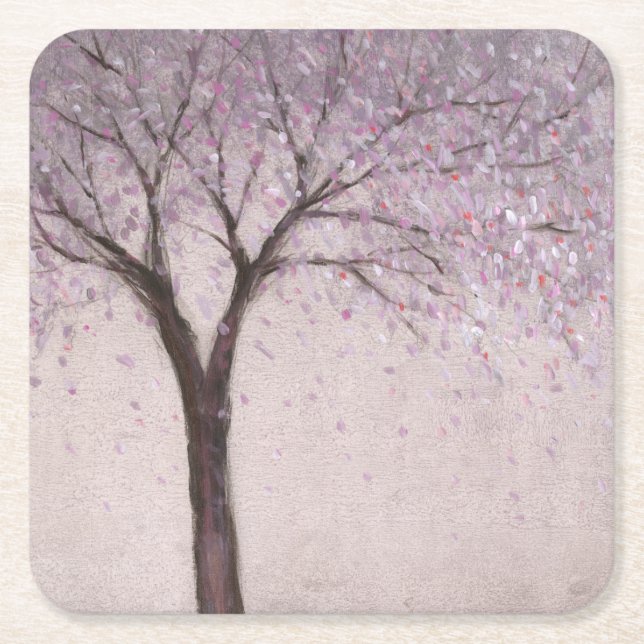 Spring Blossom II Square Paper Coaster (Front)