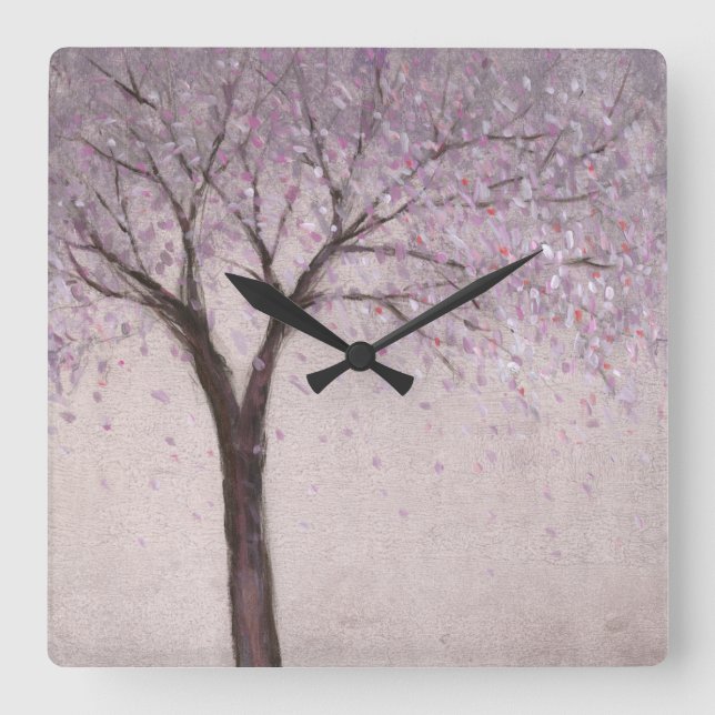 Spring Blossom II Square Wall Clock (Front)
