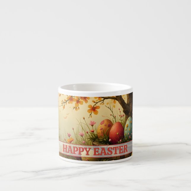 Spring Blossom Magic with Easter Egg Splendour Espresso Cup (Front)