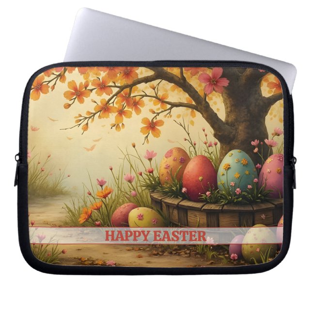 Spring Blossom Magic with Easter Egg Splendour Laptop Sleeve (Front)