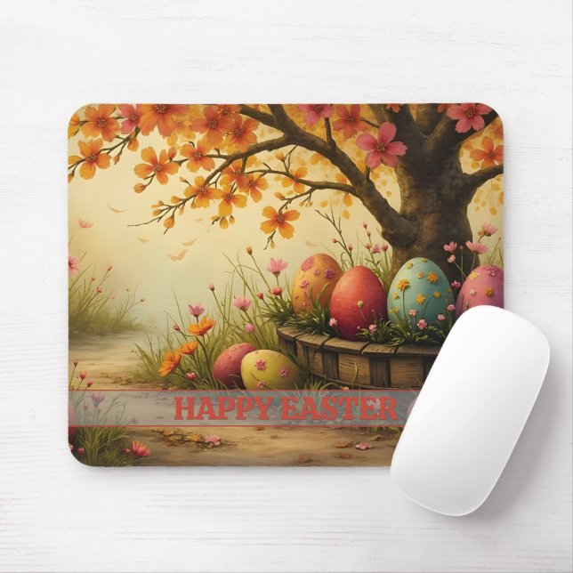 Spring Blossom Magic with Easter Egg Splendour Mouse Mat (With Mouse)