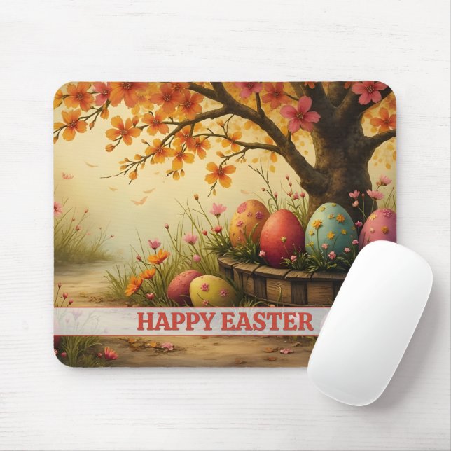 Spring Blossom Magic with Easter Egg Splendour Mouse Mat (With Mouse)