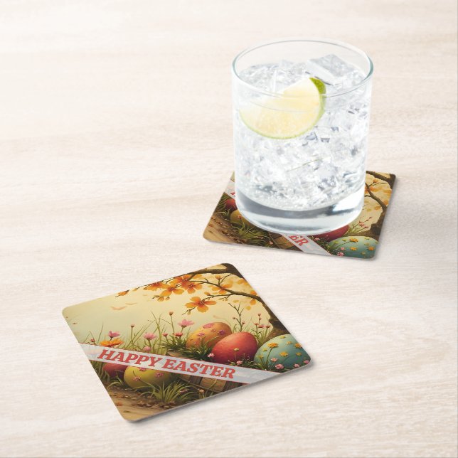 Spring Blossom Magic with Easter Egg Splendour Paper Coaster (Insitu)