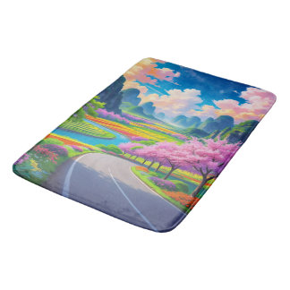 "Spring Blossom Path – Scenic Bath Mat