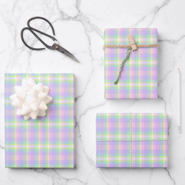 Spring Blossom Plaid  Wrapping Paper Sheet (Front)
