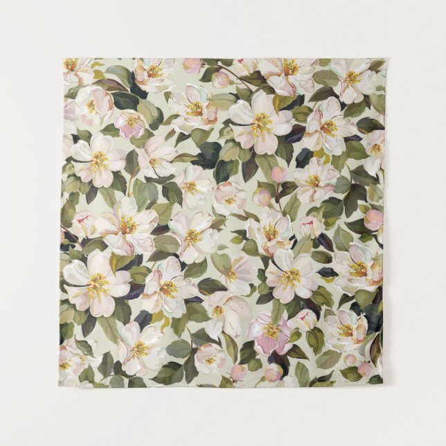 Spring Blossom Tree Branches Pattern Tapestry (Front)
