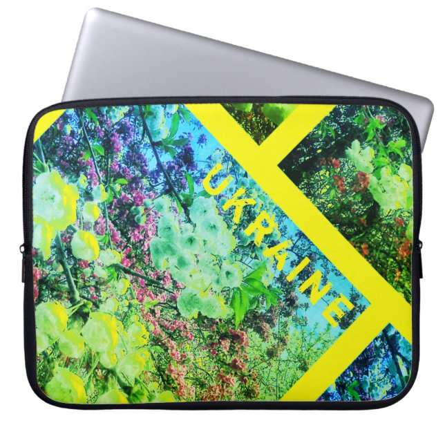 Spring blossom & Ukrainian colours Laptop Sleeve (Front)
