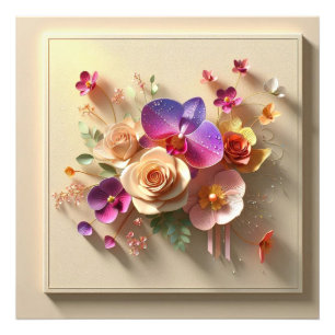  Spring Blossoms 3D Greeting Card - Vibrant Roses  Photo Print
