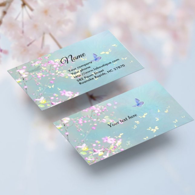 Spring Blossoms and Butterflies Business Card (Creator Uploaded)
