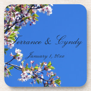 Spring Blossoms and Sky Personal Wedding Coaster