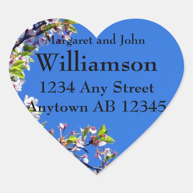 Spring Blossoms and Sky Wedding Address Label (Front)