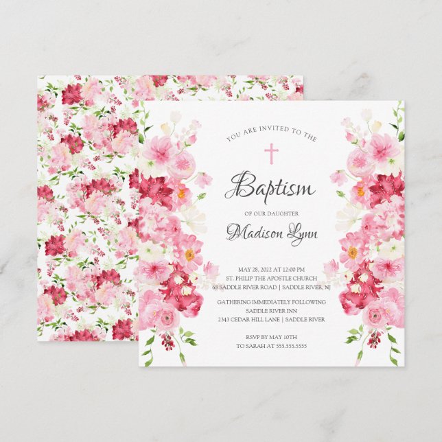 Spring Blossoms Baptism Invitation (Front/Back)