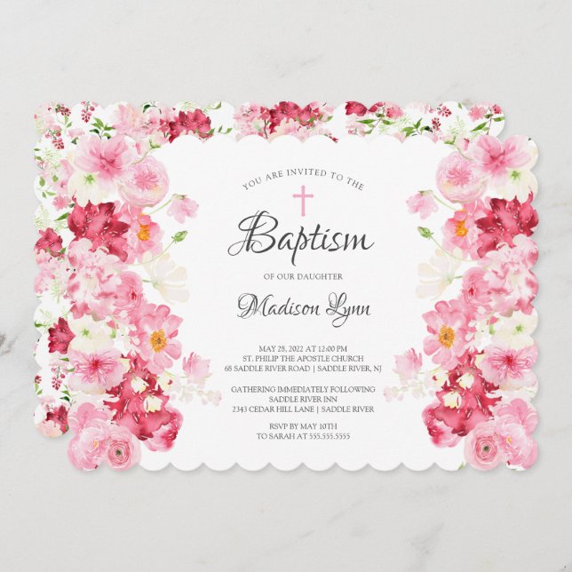 Spring Blossoms Baptism Invitation (Front/Back)