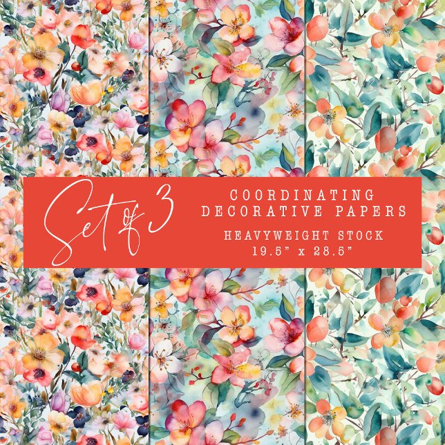 SPRING BLOSSOMS DECORATIVE PAPER SET (SPRING BLOSSOMS WRAPPING PAPER SHEETS)